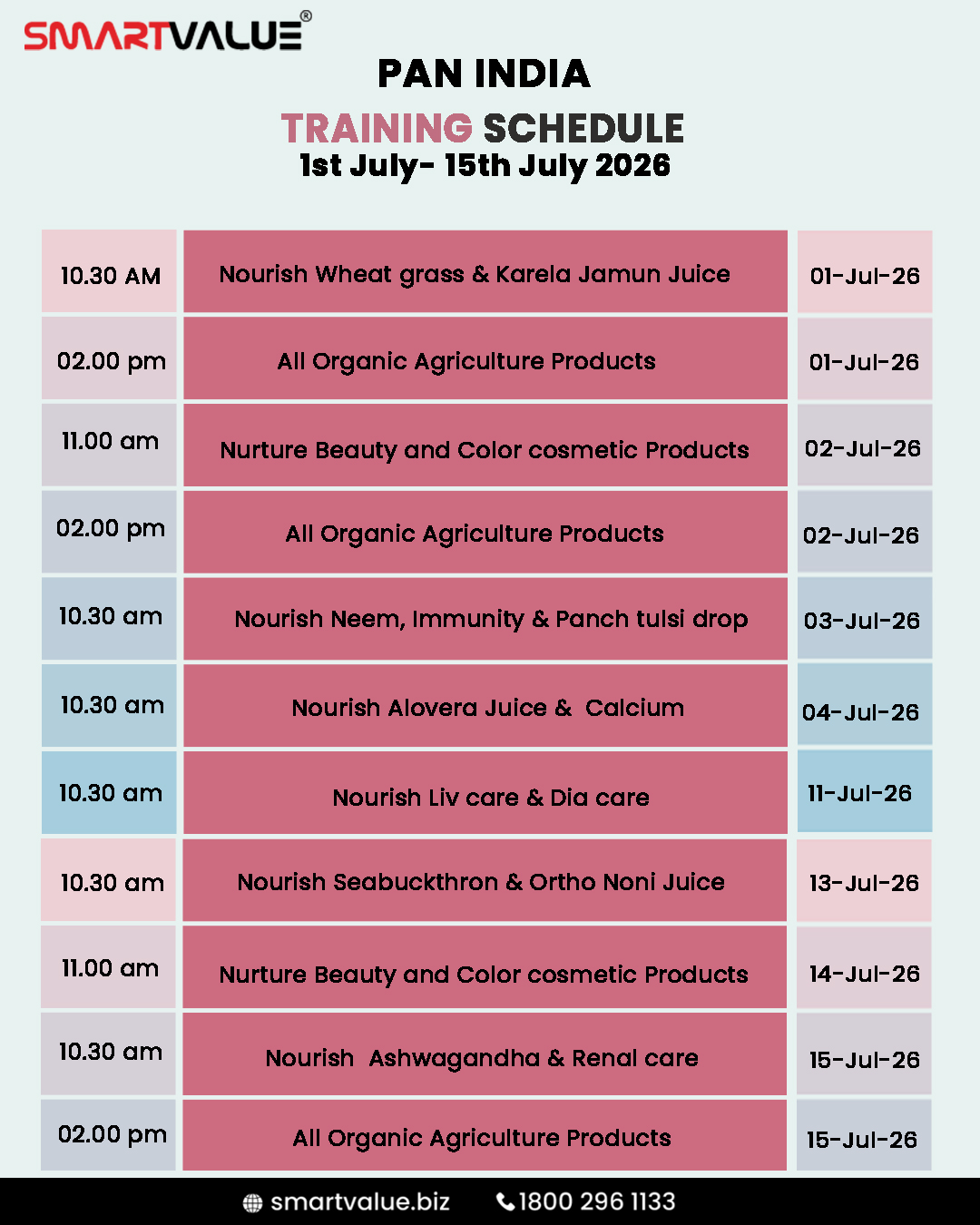 Training Calander July