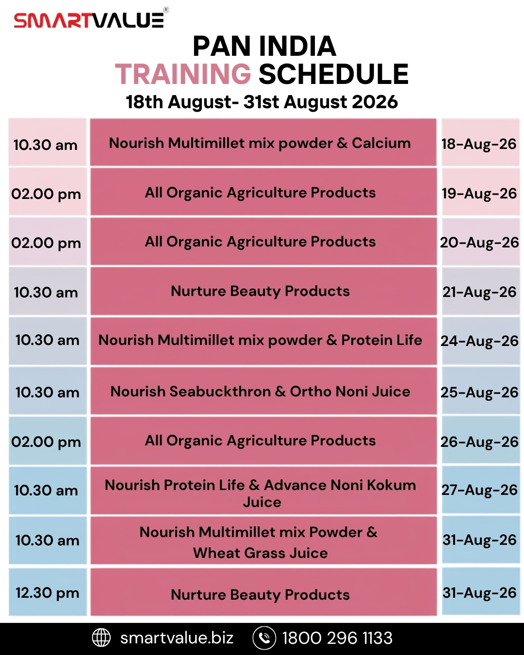 Smartvalue Training Calander